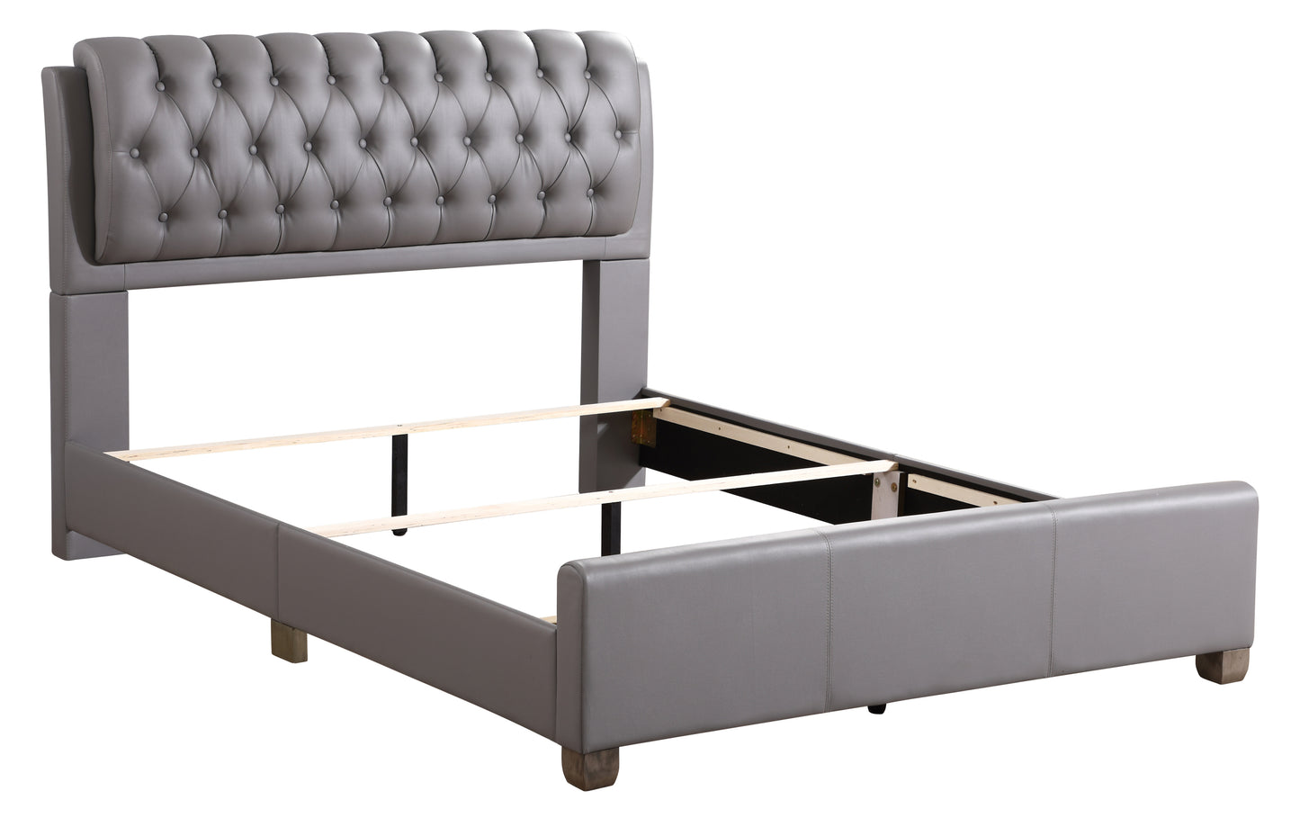 Contemporary Queen Bed In Light Grey
