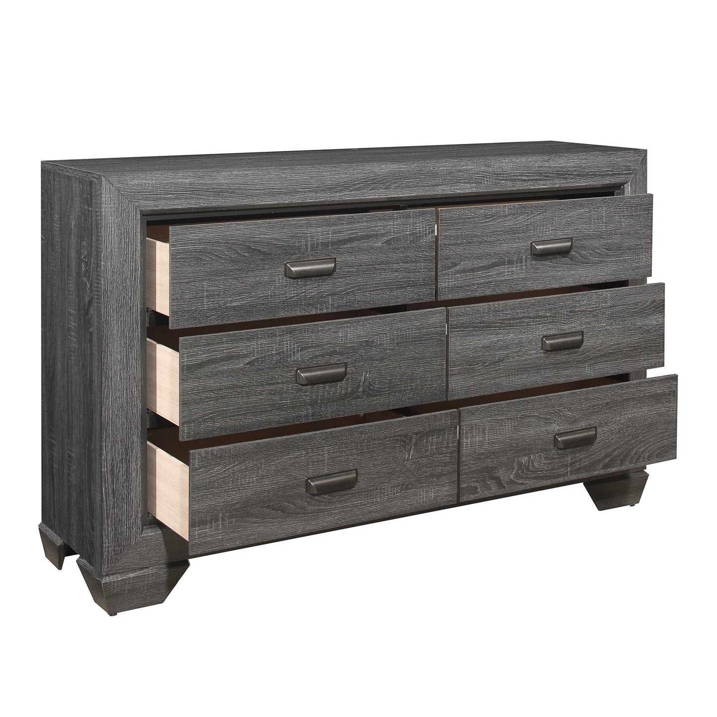 Wooden Bedroom Furniture Gray Finish 1pc Dresser of 6x Drawers Contemporary Design Rustic Aesthetic