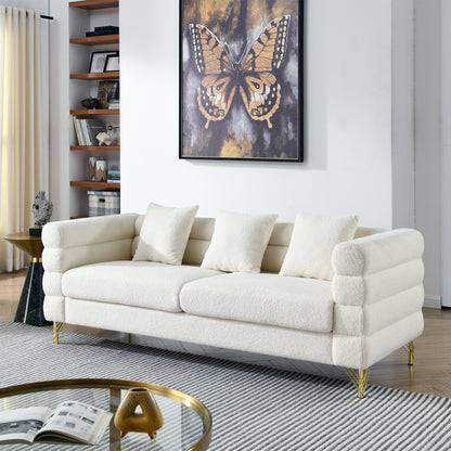 3-seater + 3-seater Combination sofa.White teddy(Ivory)