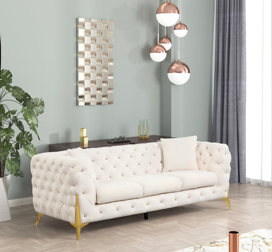 Contempo Modern Style Sofa Made with Wood in Cream