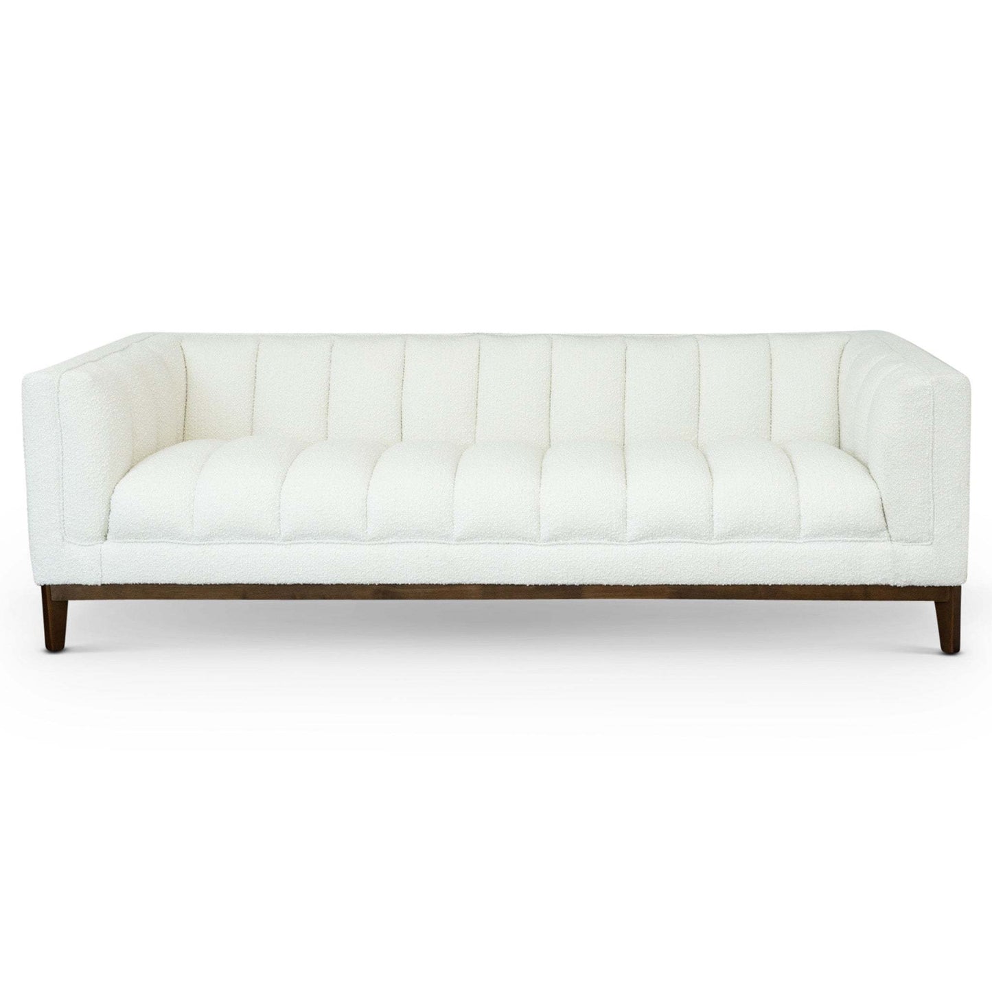 Casual Leisure Melissa Mid-Century Modern Sofa with Boucle Upholstery in White and Solid Wood Frame 90.60 x 37.50 x 27.00 inches for Living Room Guest Room