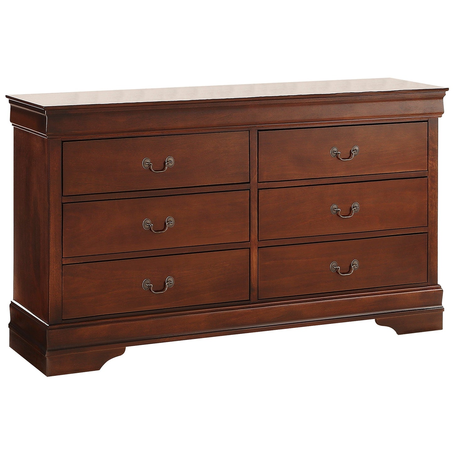 Traditional Design Brown Cherry Finish Dresser 1pc Louis Phillipe Style Classic Bedroom Furniture