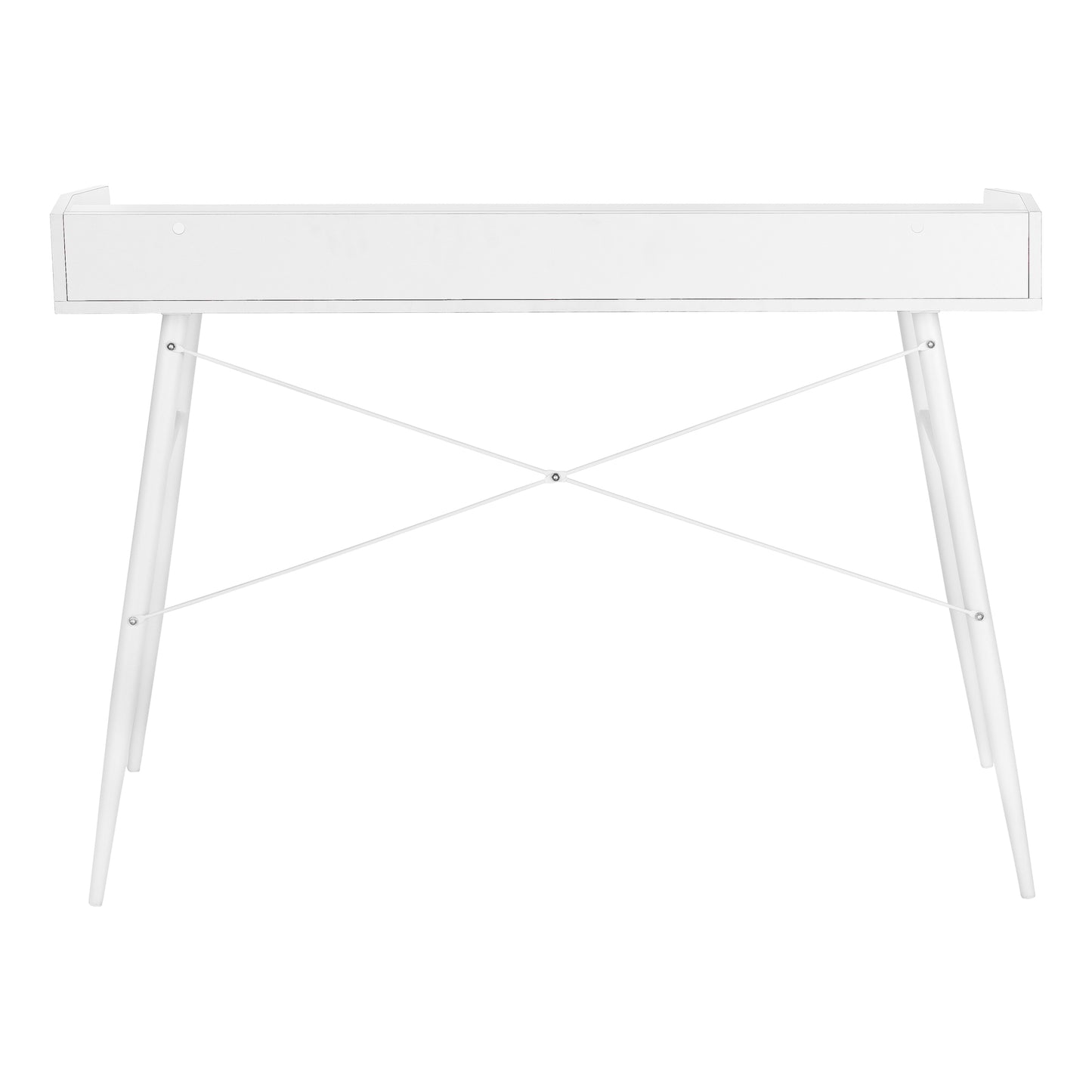 Computer Desk, Home Office, Laptop, Storage Shelves, 48"l, Work, White Laminate, White Metal, Contemporary, Modern