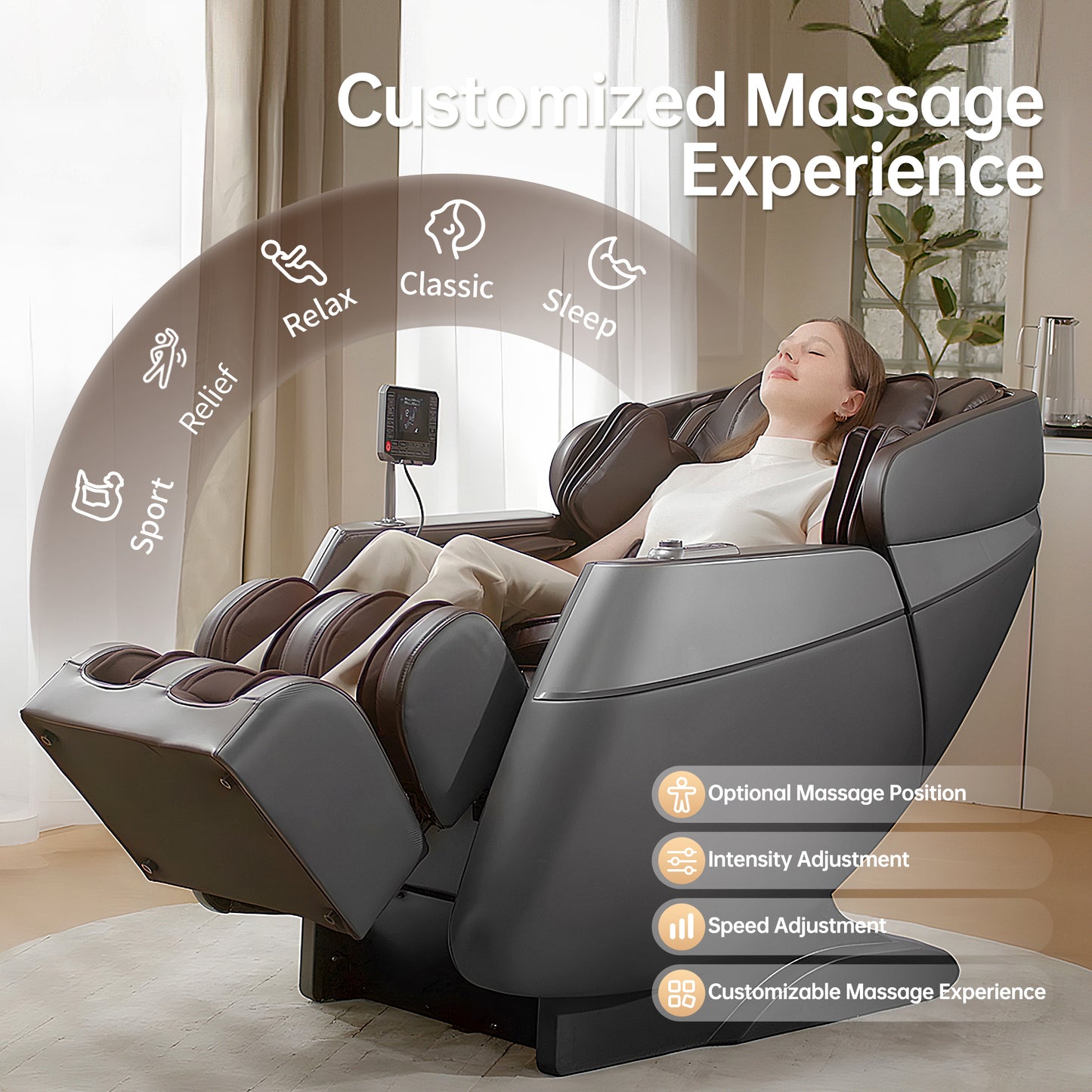 Deluxe Massage Chair Full Body - 3D SL Track Zero Gravity Massage Chair Recliner with Calf and Foot Rollers, AI Voice Control, LCD Screen, Quick Access Buttons (Grey)