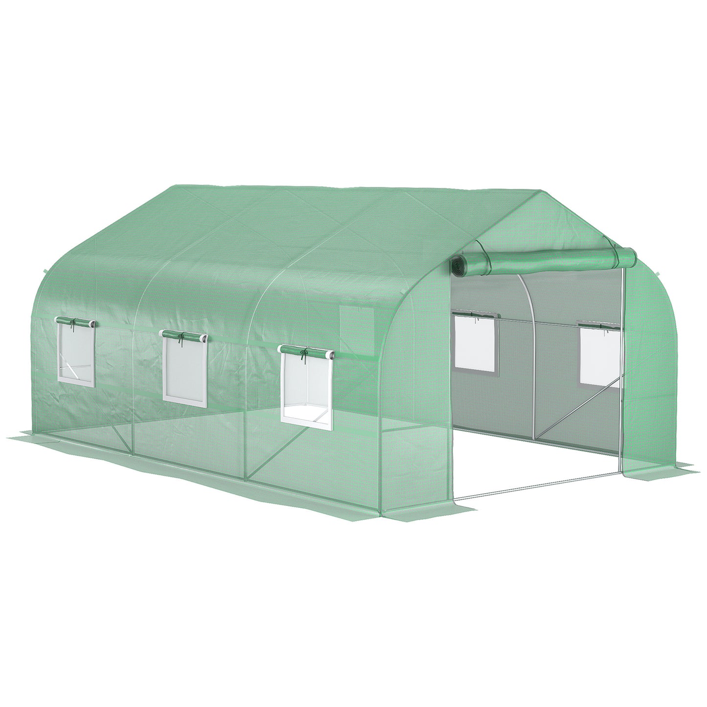 Outsunny 11.5' x 10' x 7' Walk-in Greenhouse, Tunnel Green House with Zippered Mesh Door and 6 Mesh Windows, Gardening Plant Hot House with Galvanized Steel Frame, Green