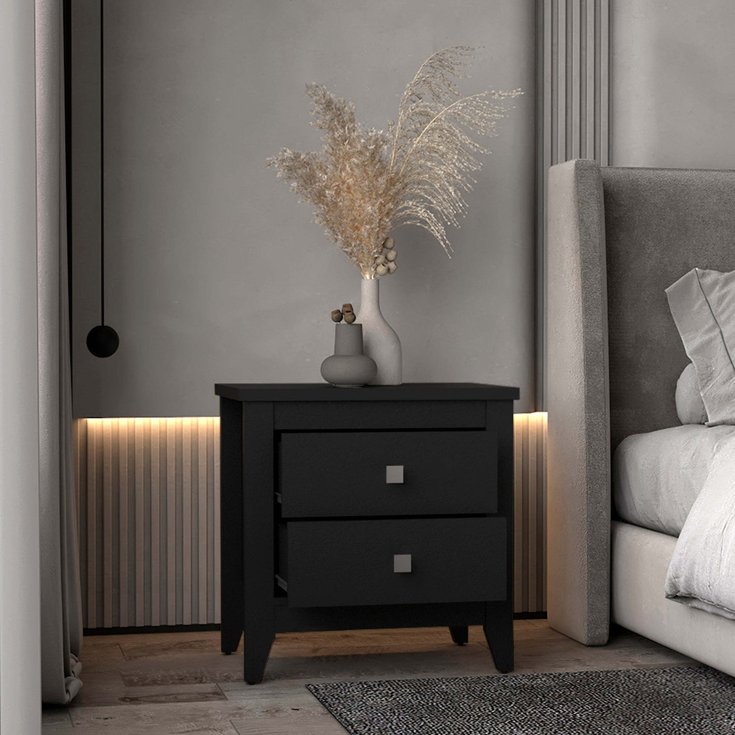 Windsor 2-Drawer Nightstand Black Wengue