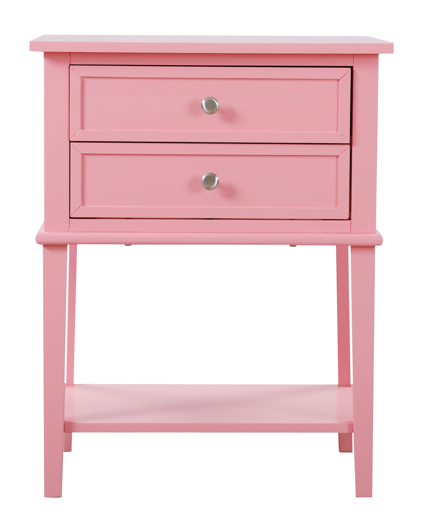 Contemporary Pink Nightstand With Open Shelf