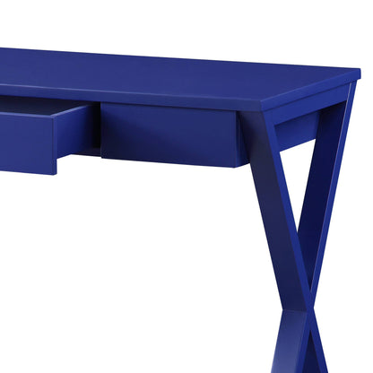 Twilight Blue 1-Drawer Writing Desk with X-shaped Base