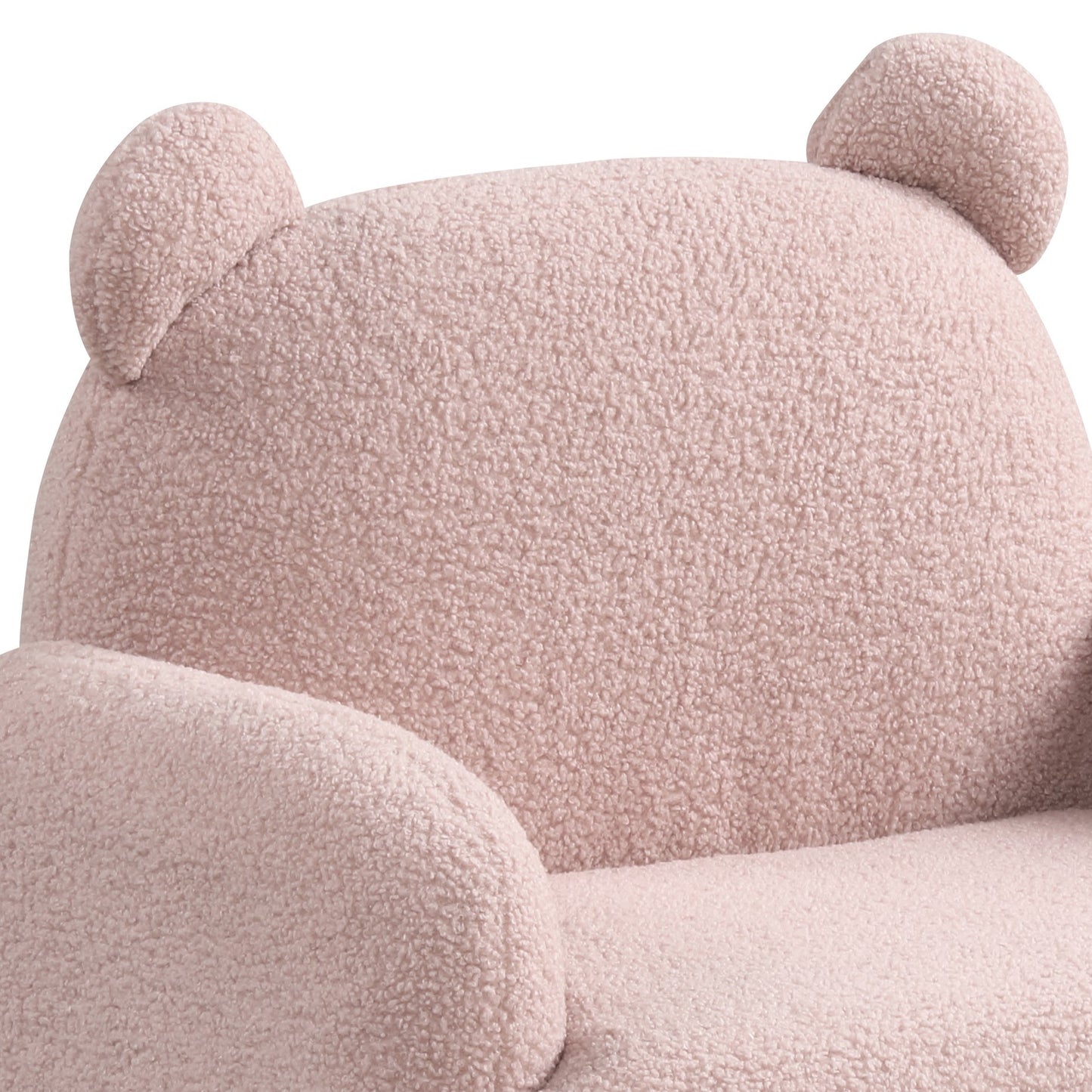 Raelynn 25.5"W Pink Sherpa Bear-Shaped Kids Armchair