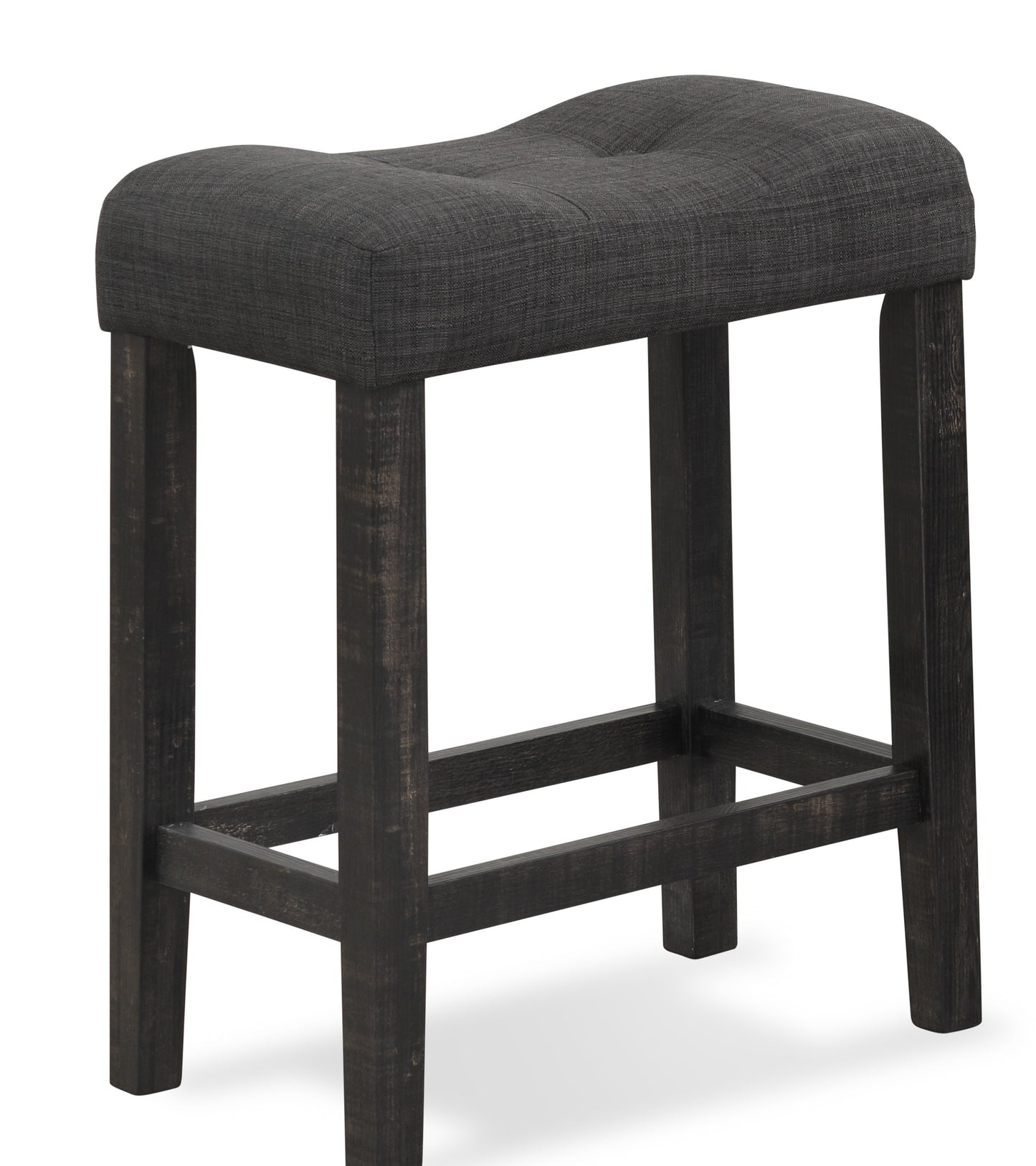 Sora Button Tufted Counter Height Saddle Stool, Set of 2, Gray