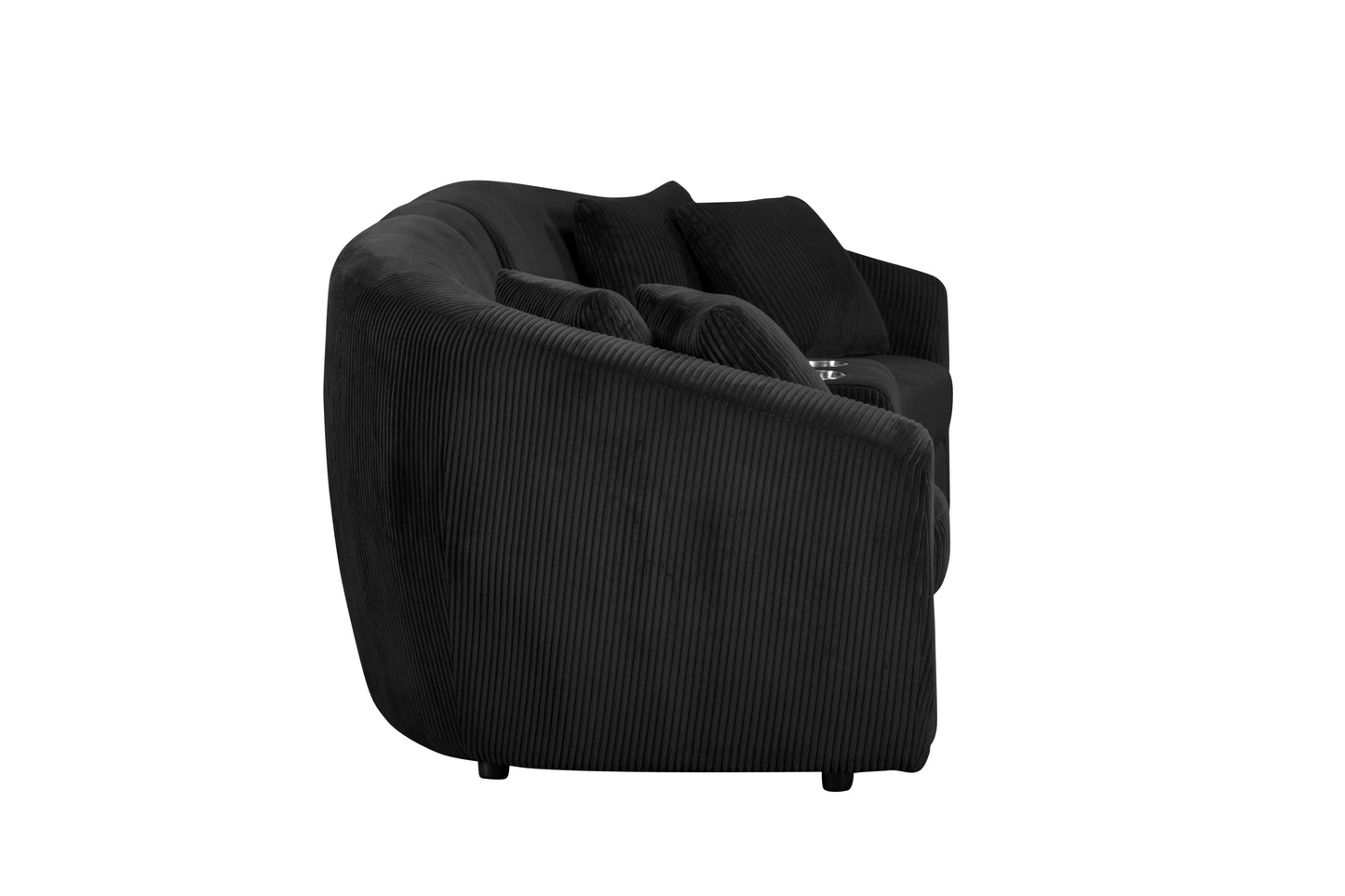 UNITED WE WIN corduroy fabric, two cup holders, storage, oversized two-seat, solid wood frame, high quality sponge filling, curved placement sofa