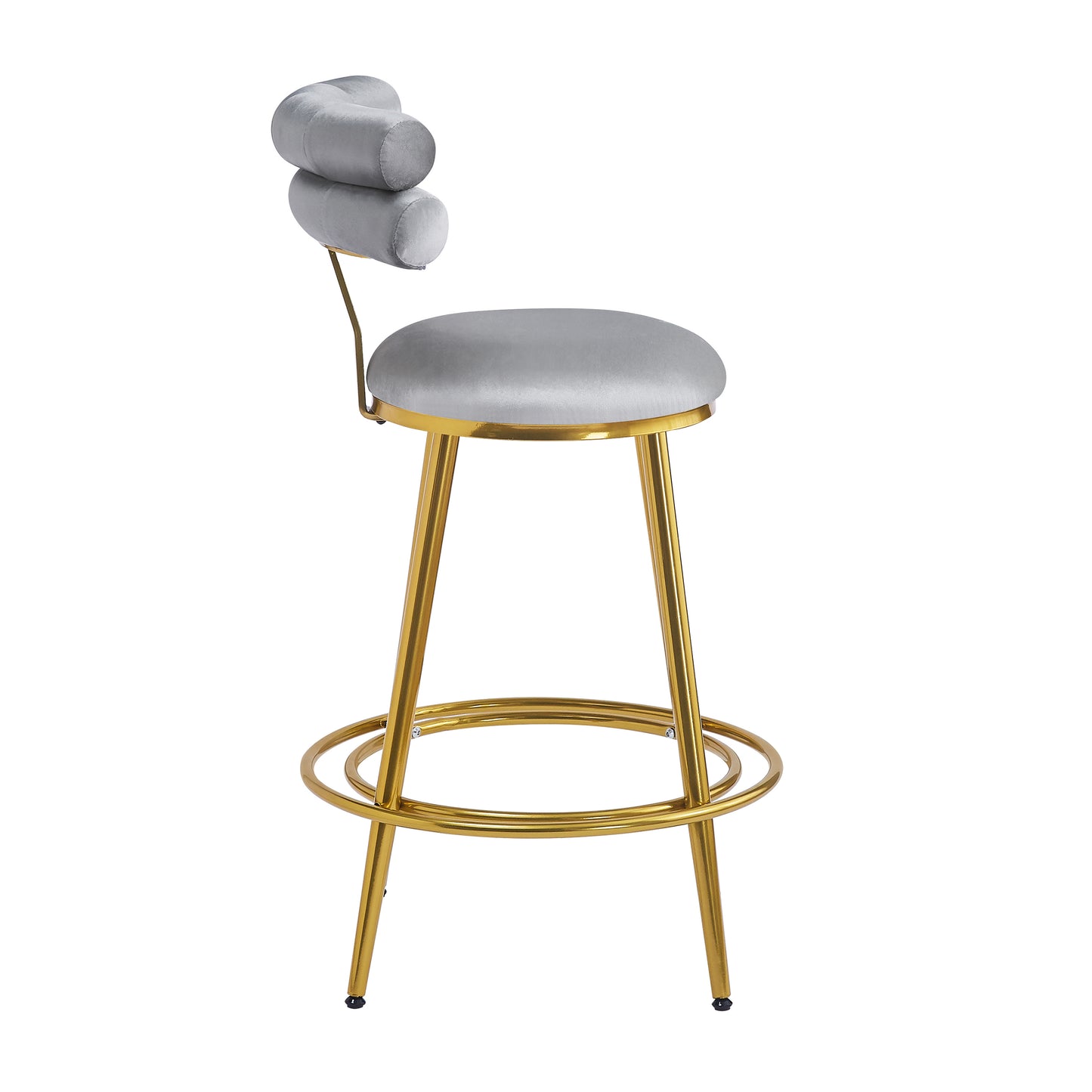 27.65'' Modern Counter Stools Set of 2,Dark gray velvet Counter Stools with iron Frame,Soft back and cushion,Footrest,suitable for Kitchen/Bedroom/Dining Room