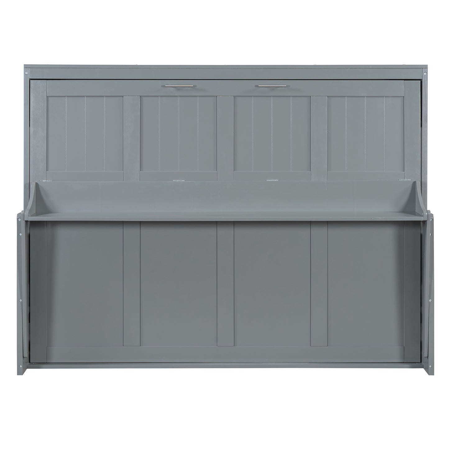 Queen Size Murphy Bed with Hydraulic Lift & Desk Design, Gray