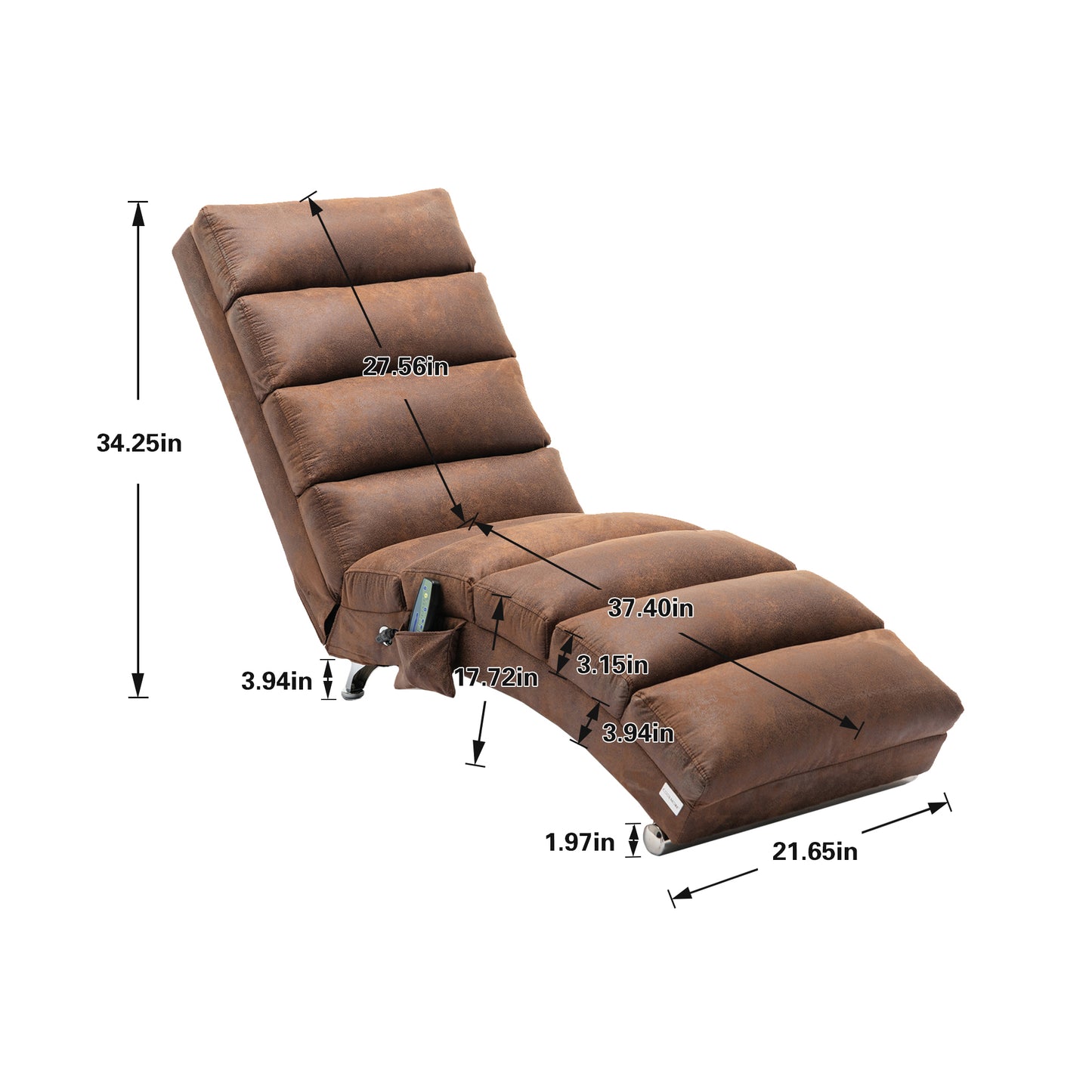 COOLMORE Linen Massage Chaise Lounge Indoor with Remote Control,Ergonomic Electric Massage Long Lounger with 5 Modes for Office, Living Room,Bedroom (Coffee)