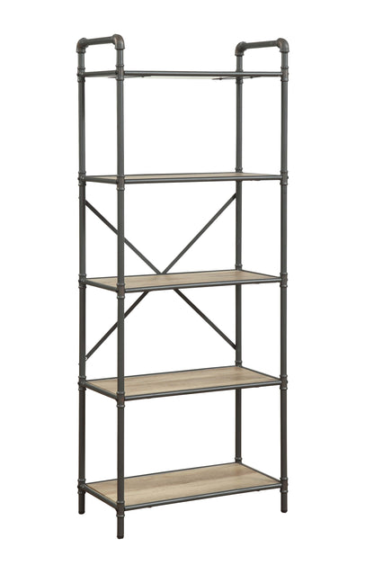 Itzel Antique Oak & Sandy Gray Finish Bookshelf