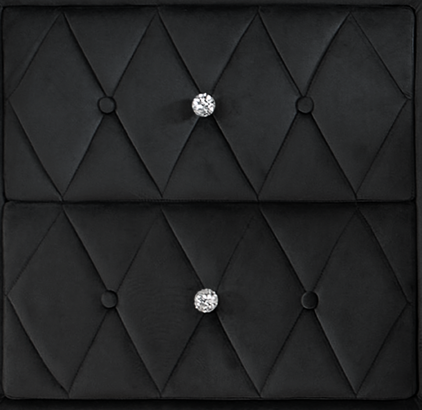 1pc Faux Marble Top Nightstand 2- Drawers Storage Gray Finish Button Tufted Faux Crystal Tufted