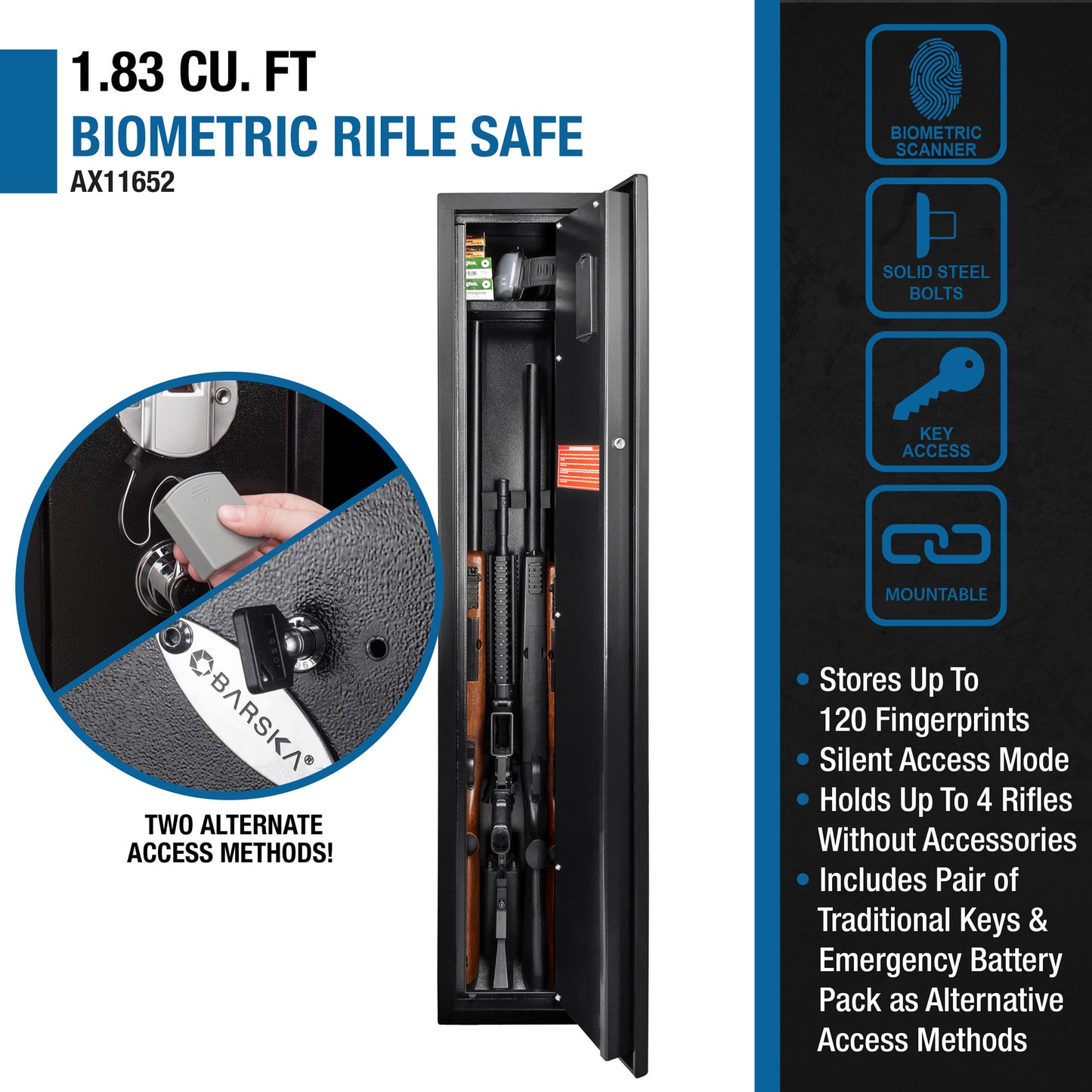 1 83 Cu Ft Biometric Rifle Safe