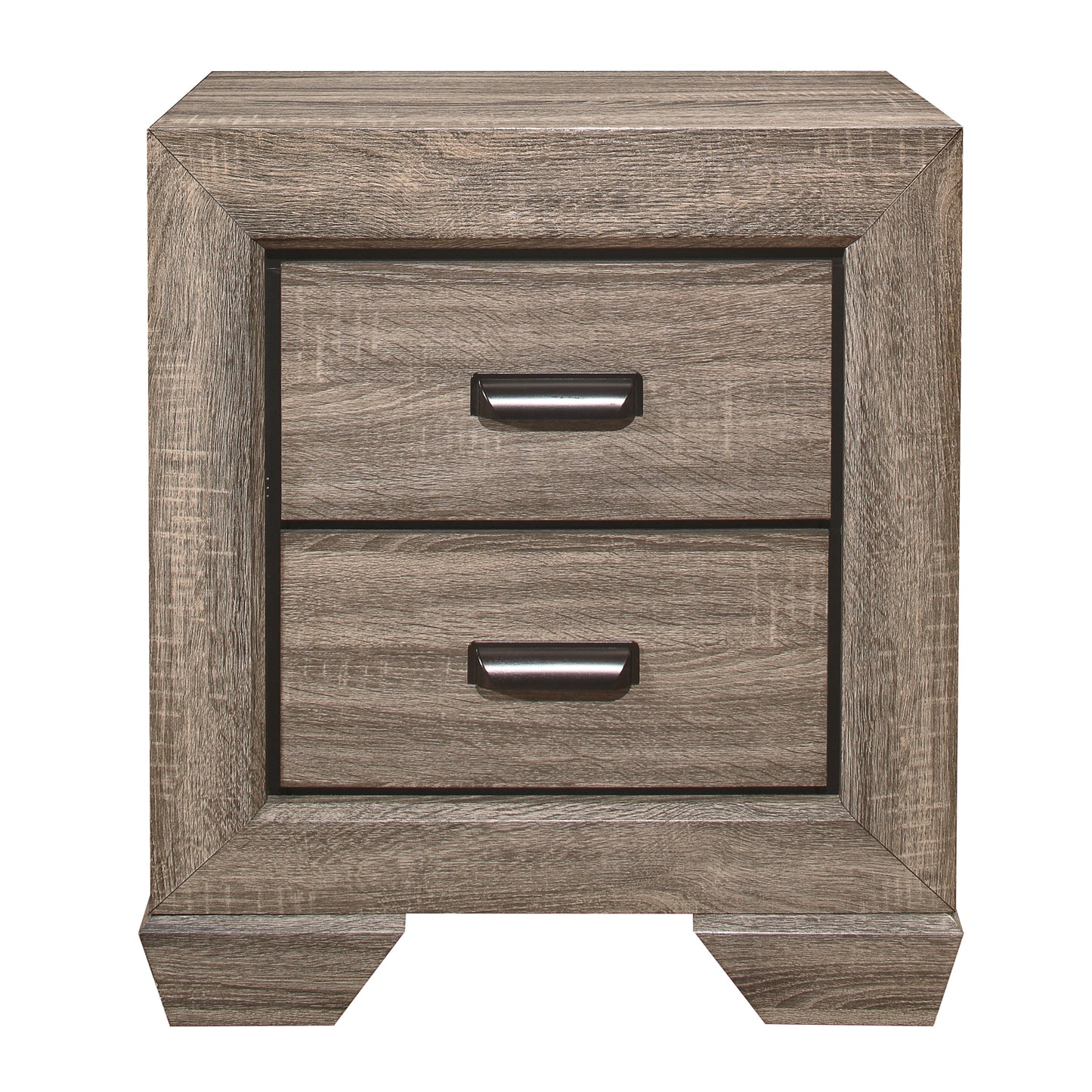 Natural Finish 1pc Nightstand Flat Cup Pulls Two Dovetail Drawers Wooden Bed Side Table Bedroom Furniture