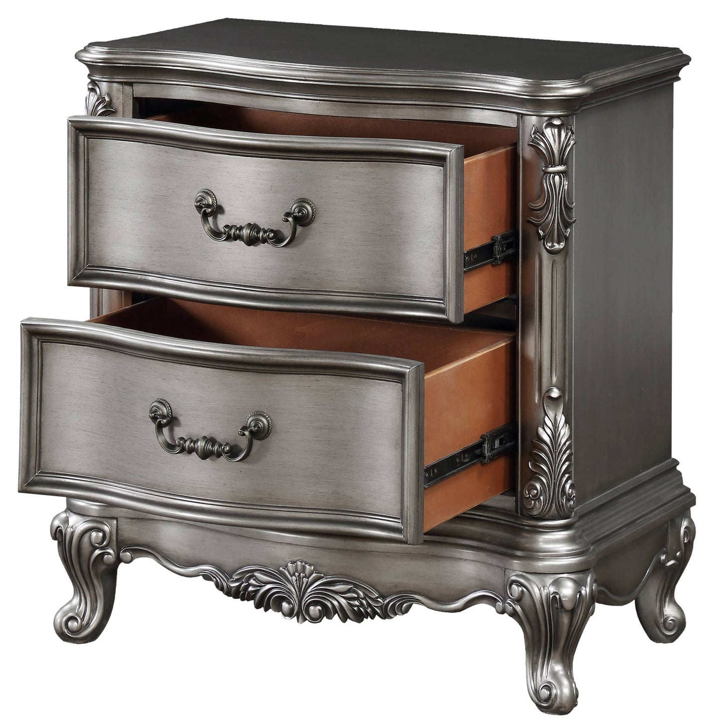 Antique Platinum 2-drawer Nightstand