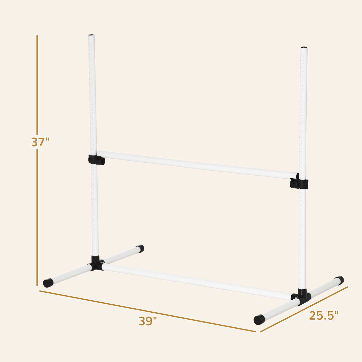 PawHut 6 Piece Dog Agility Training Equipment for Dog Agility Course with Adjustable Height Jump Bars, Included Carry Bag, & Displacing Top Bar, White