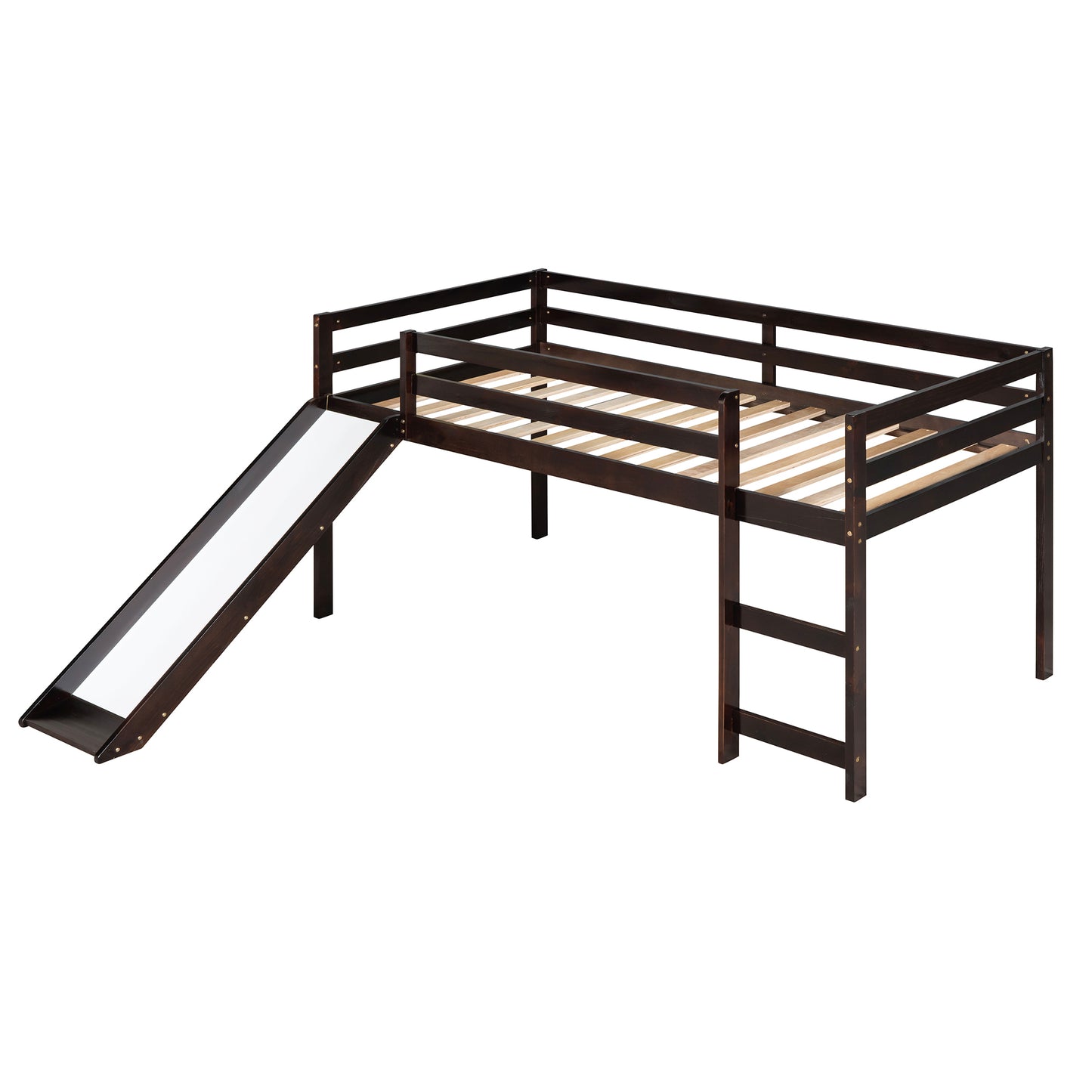 Loft Bed with Slide, Multifunctional Design, Twin (Espresso)(OLD SKU: WF191904AAP)