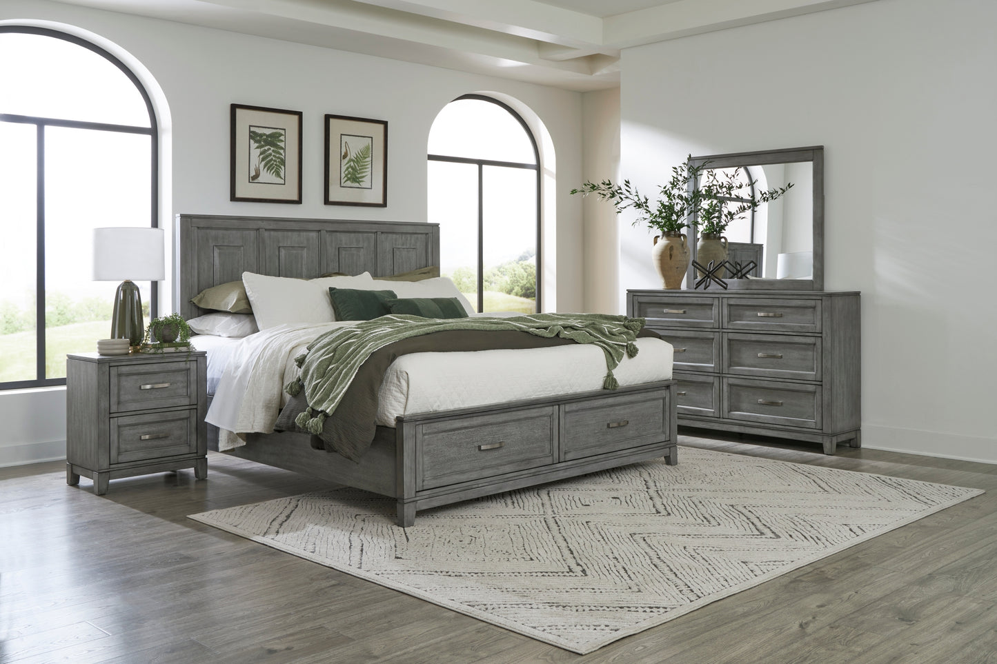 Gray Finish Nightstand with 2x Storage Drawers Wooden Bedroom Furniture 1pc