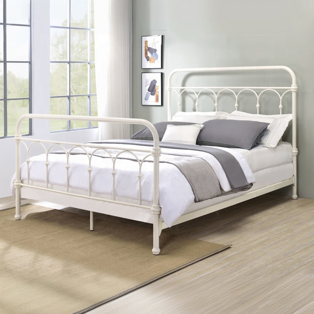 White Full Bed with Spindle Headboard