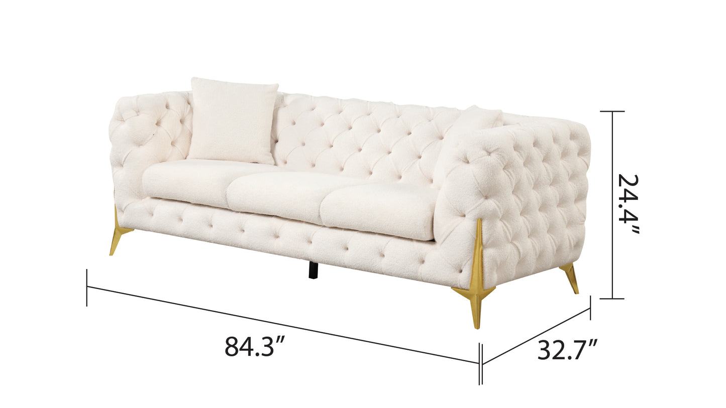 Contempo Modern Style Sofa Made with Wood in Cream