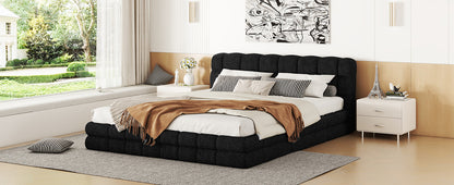 Queen Size Upholstered Platform Bed, Black