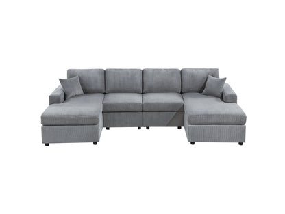 Stunning Modern Fog Color 2pc Sectional Set Corduroy Couch LAF And RAF Chaise Armless Loveseat Living Room Furniture