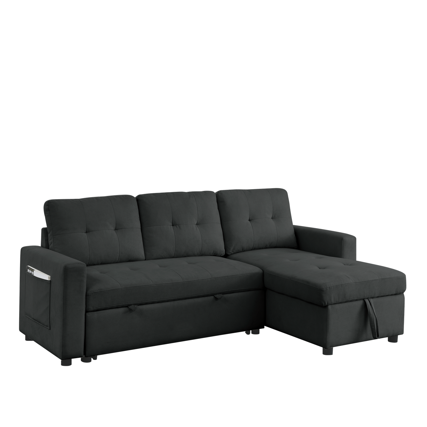 MH 78.5" Sleeper Sofa Bed Reversible Sectional Couch with Storage Chaise and Side storage bag for Small Space Living Room Furniture Set