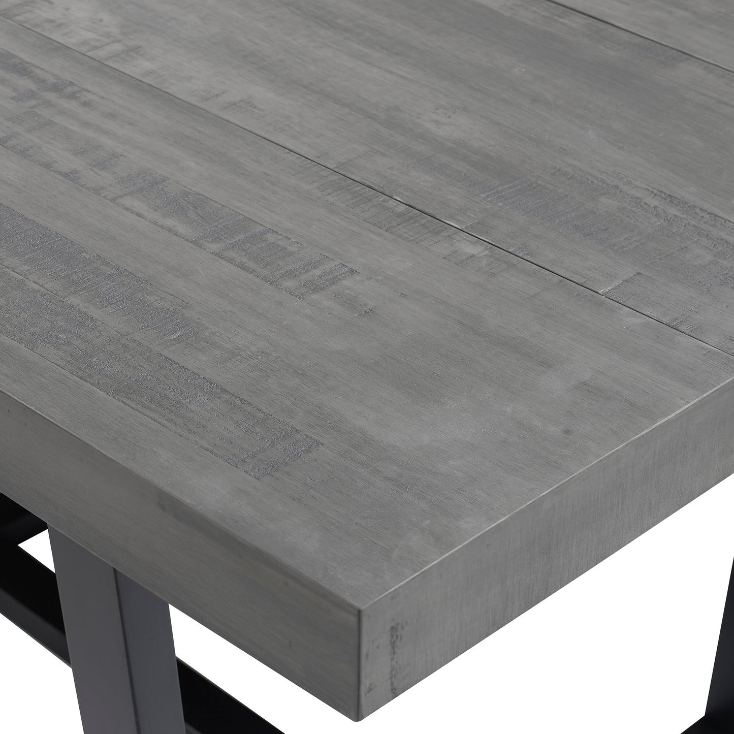 Rustic Metal and Solid Distressed Dining Table - Grey