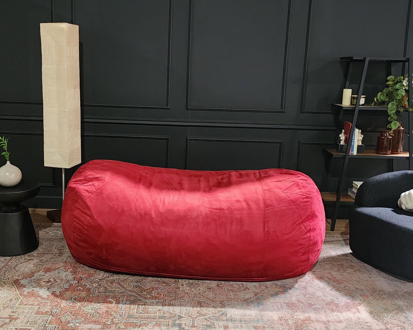 Jasper Traditional 8 Foot Cylindrical Suede Bean Bag, Red