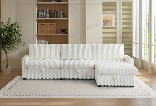 Living Room 3+1 Upholstered Sofa with Fabric Surface/ Chesterfield Tufted Fabric Sofa Couch, Large-White