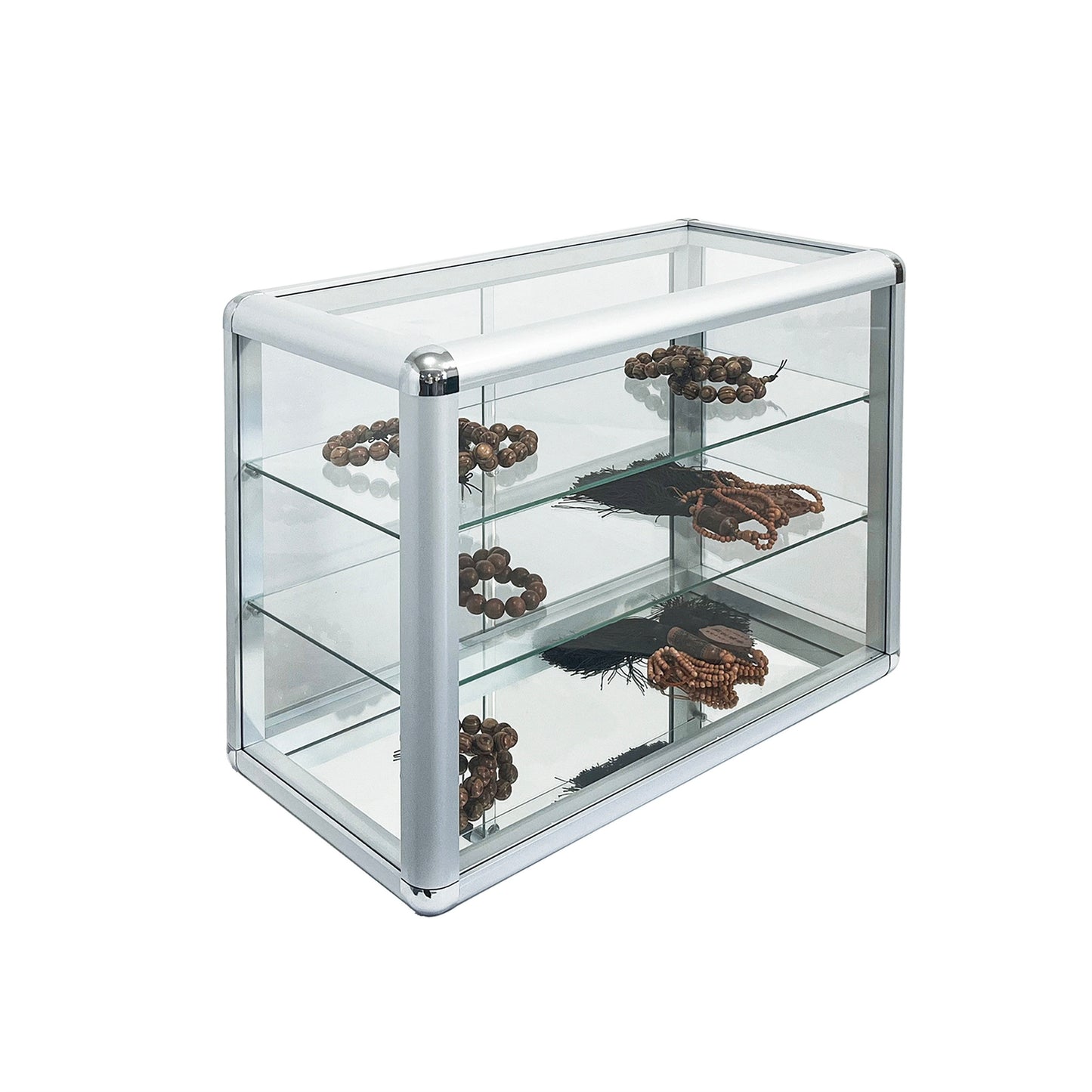 Tempered Glass Counter Top Display Showcase with Sliding Glass Door and Lock,Standard Aluminum Framing with Sliding Glass Door and Lock-display cabinet