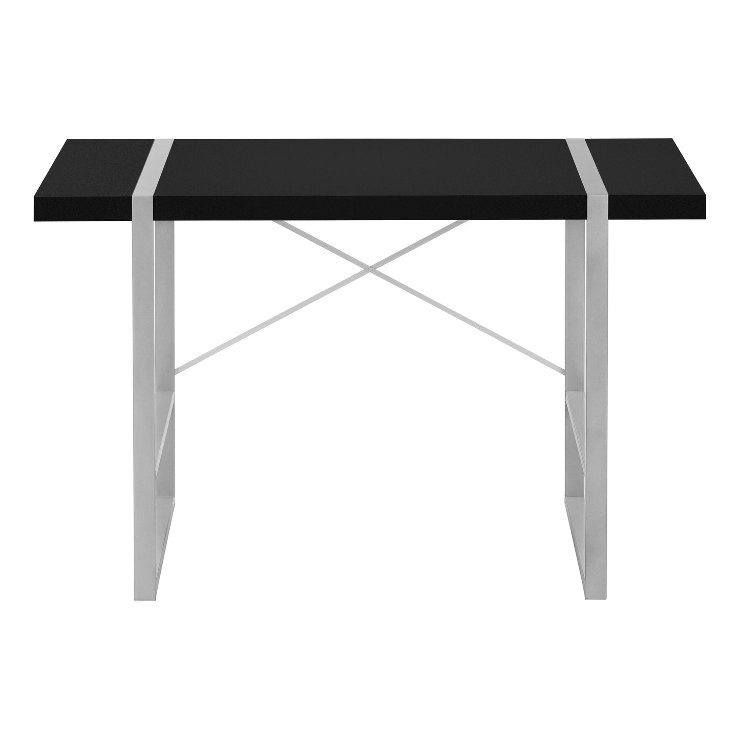 Computer Desk, Home Office, Laptop, 48"l, Work, Black Laminate, Grey Metal, Contemporary, Modern