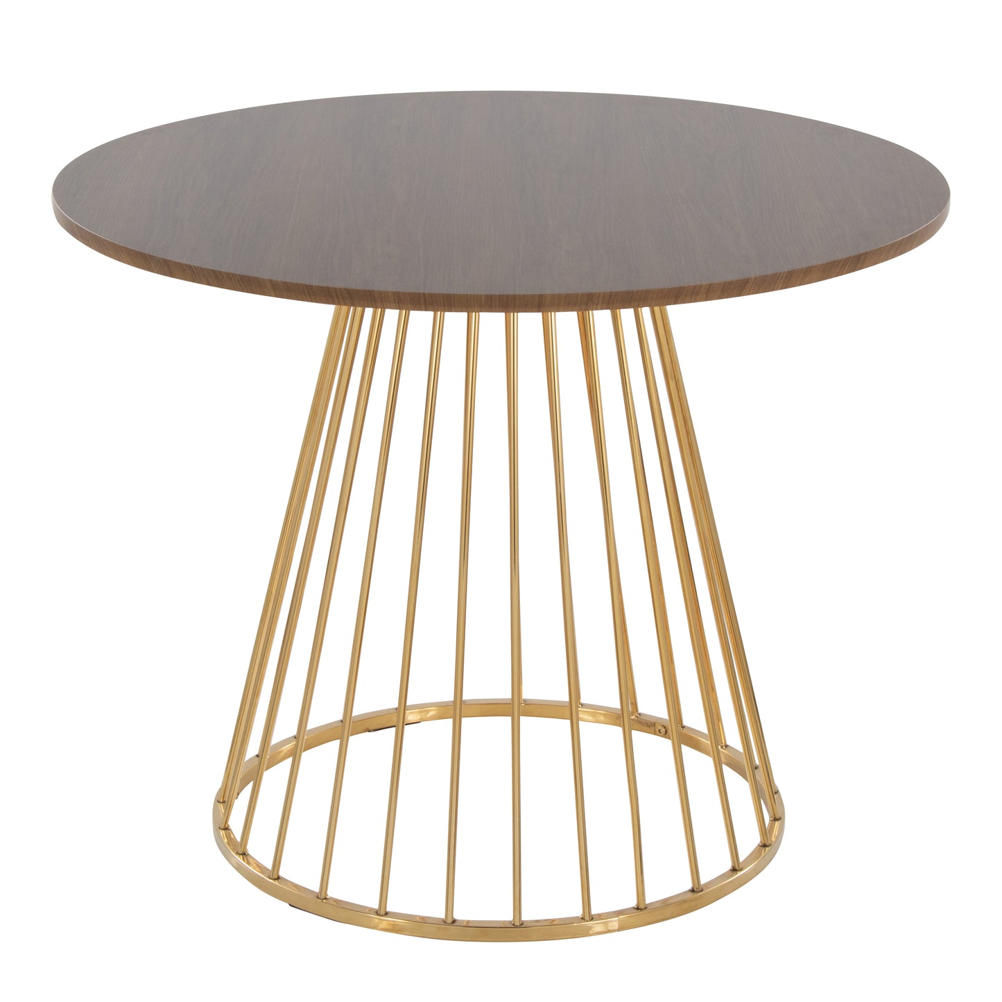 Canary Cosmo Contemporary Dining Table in Gold Metal and Walnut Wood by LumiSource