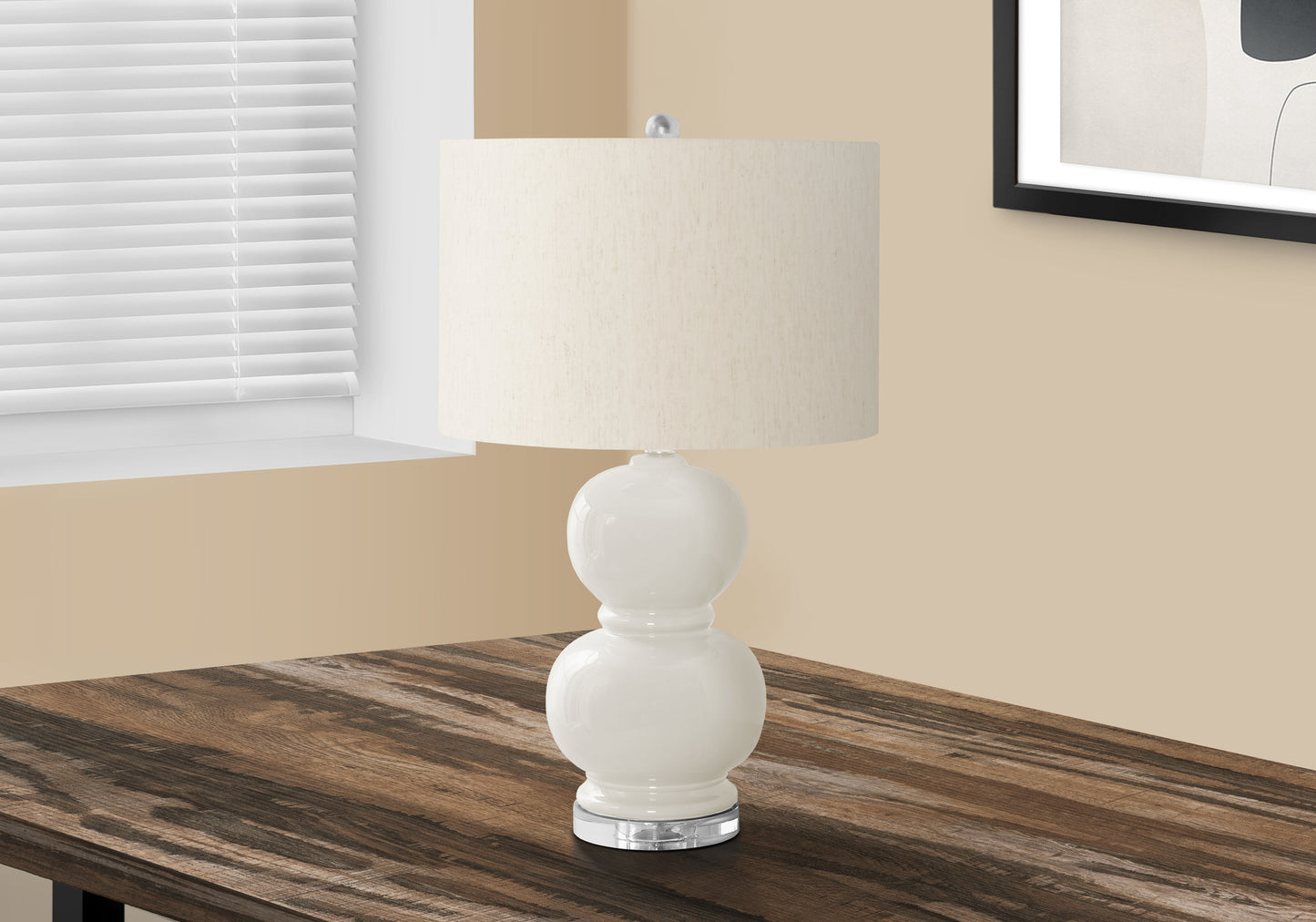 Lighting, 25"h, Cream Ceramic, Ivory / Cream Shade, Contemporary