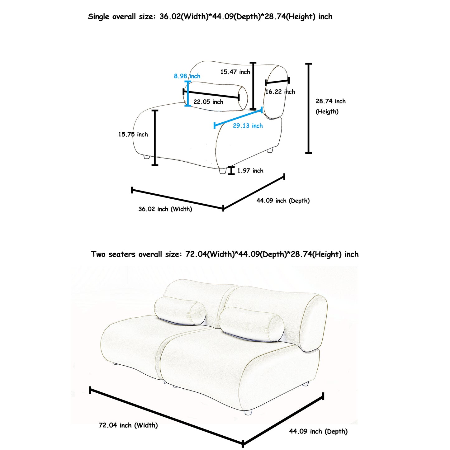 Black Modular L-Shaped Sofa with Moveable Headrests – Modern Chenille Fabric Sectional Couch with Hidden Legs & Cylindrical Pillows – Perfect for Living Rooms, Large Seating, and Customizable Layouts