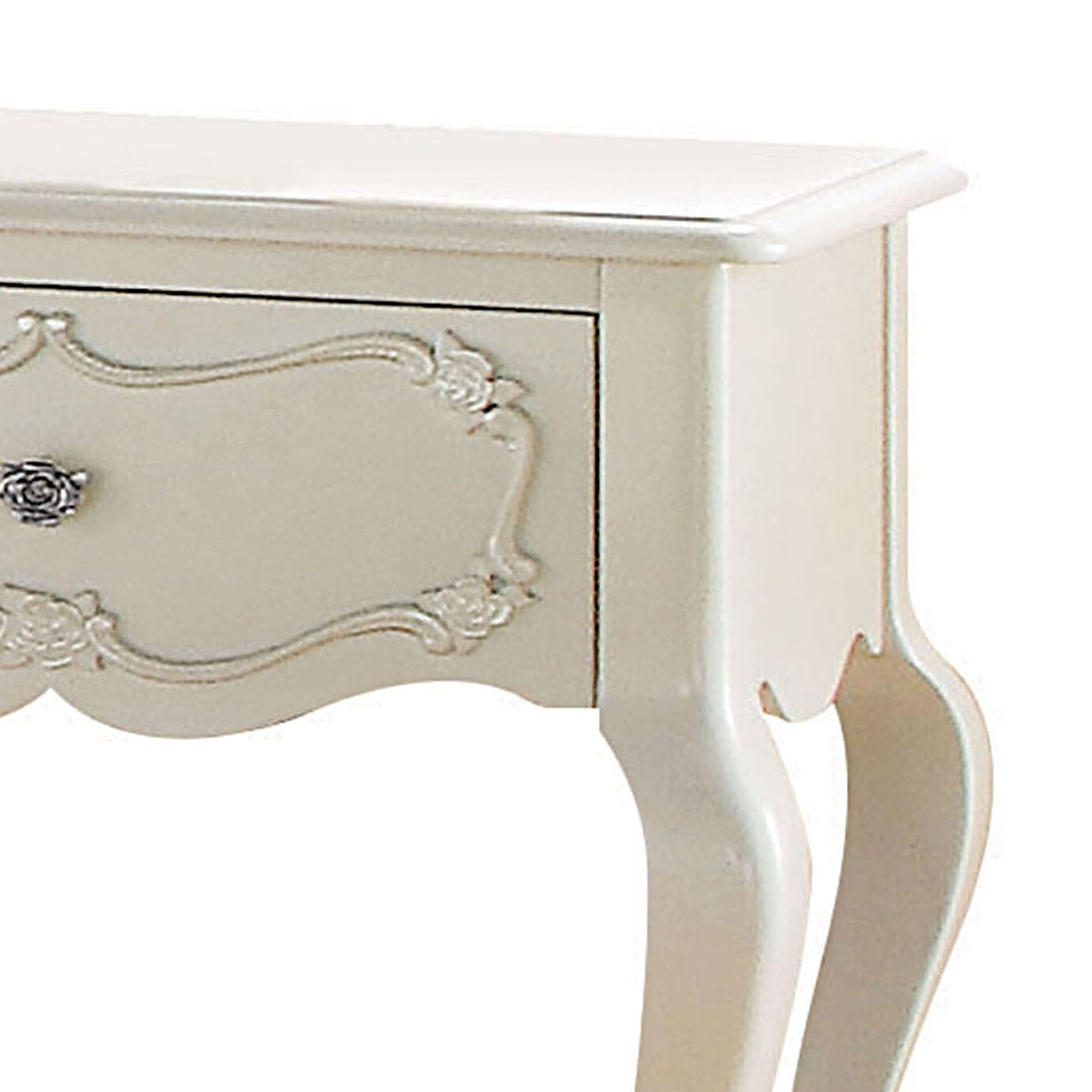 Pearl White 1-Drawer Nightstand with Shelf