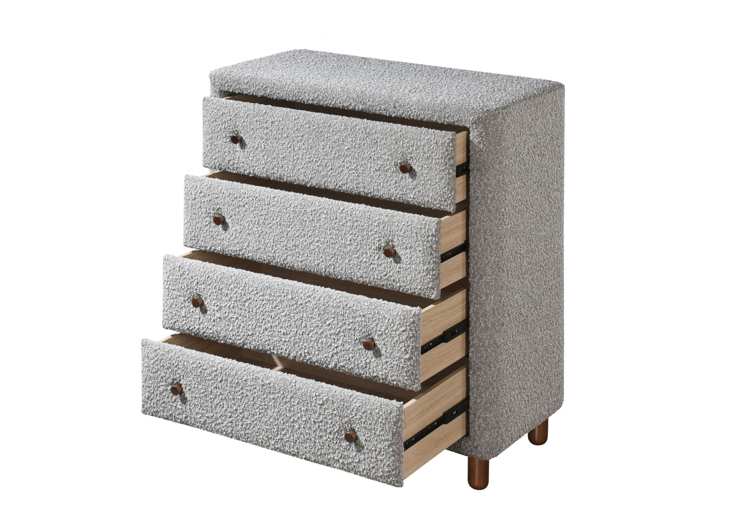 Grey 4-Drawer Upholstered Chest