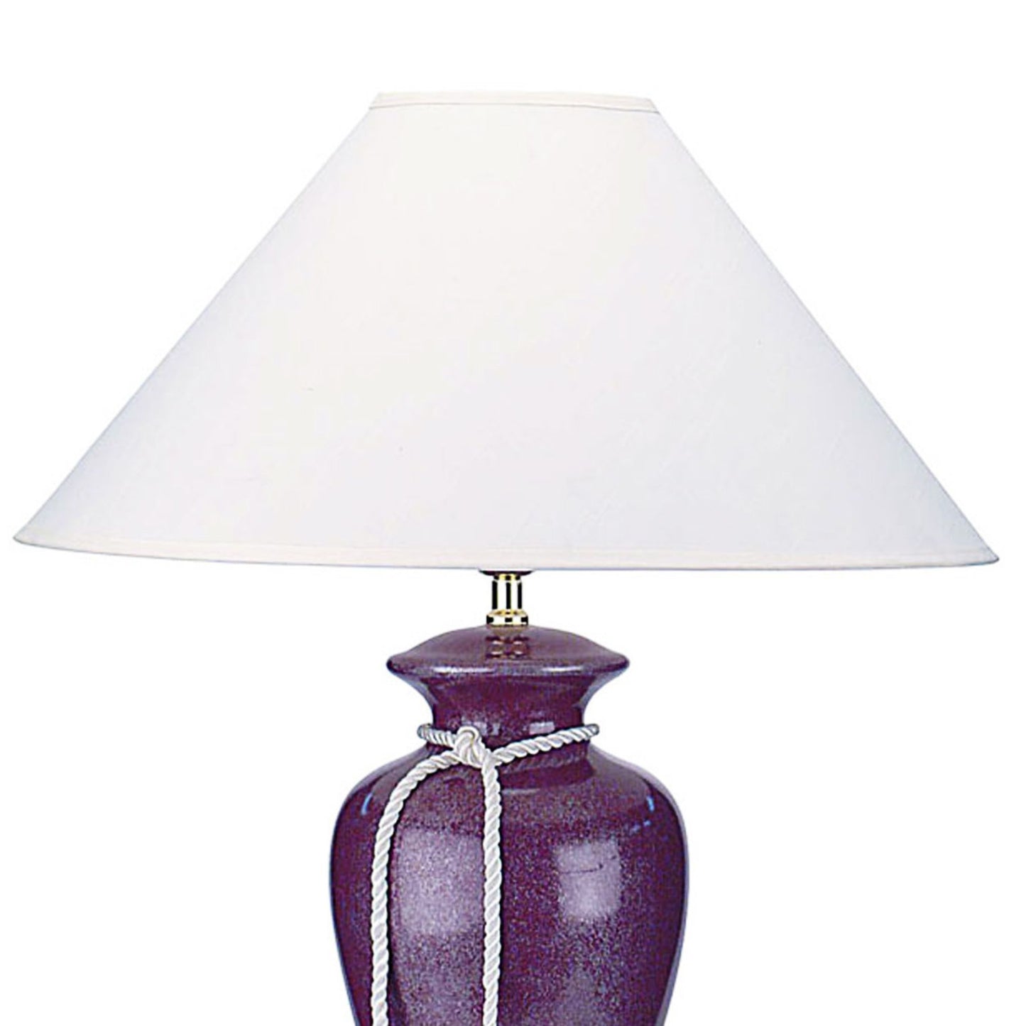 35" Tall Ceramic Table Lamp, Curved design with Burgundy finish, Linen Shade