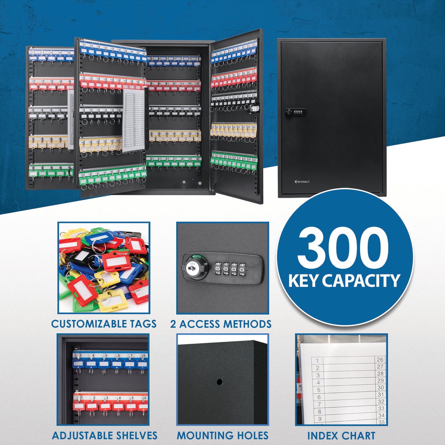 300 Key Adjustable Key Cabinet With Combination Lock