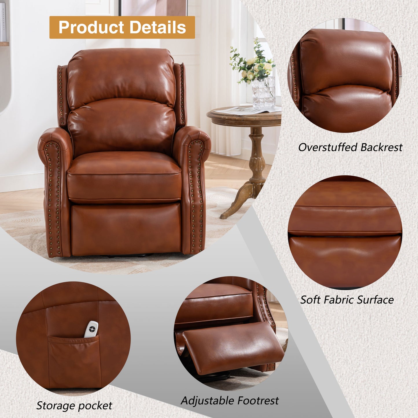 Lehboson Lift Recliner Chair, Electric Power Lift Recliner Chair for Elderly, (Caramel)