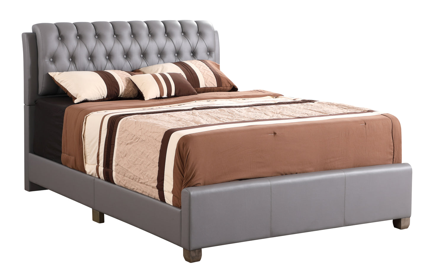 Contemporary Queen Bed In Light Grey