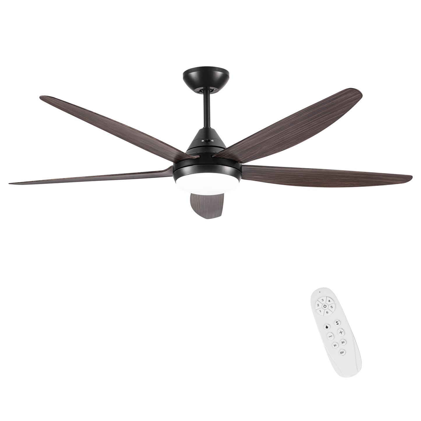 56 In Intergrated LED Ceiling Fan Lighting with Brown Wood Grain ABS Blade