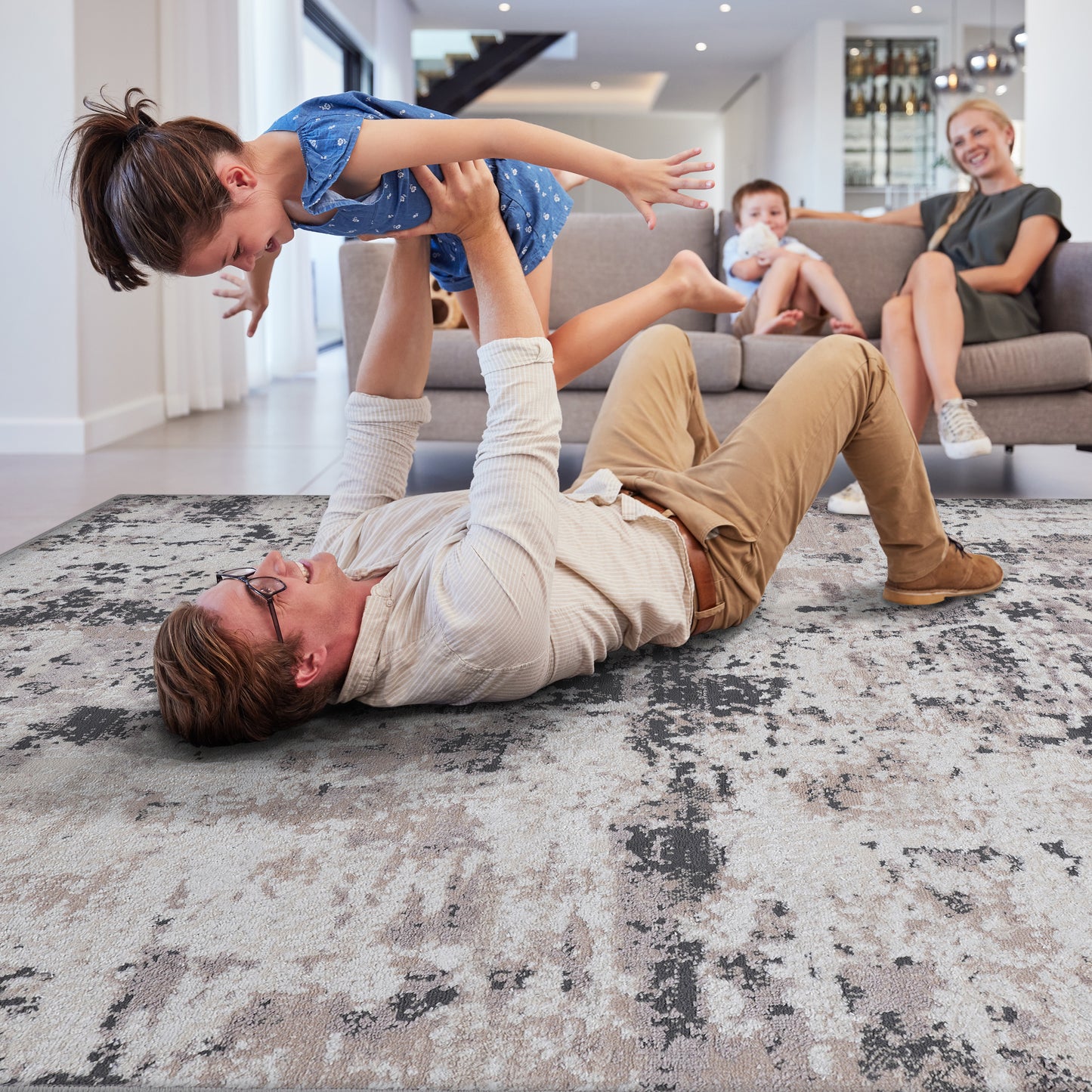 5X7 Cream/Brown /Abstract Non-Shedding Living Room Bedroom Dining Home Office Stylish and Stain Resistant Area Rug