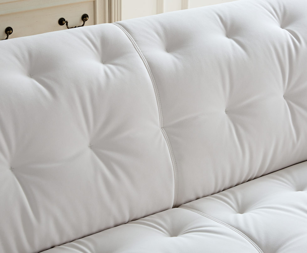 WKS10W White  sofa with , durable fabric, solid wood frame, high density sponge filler