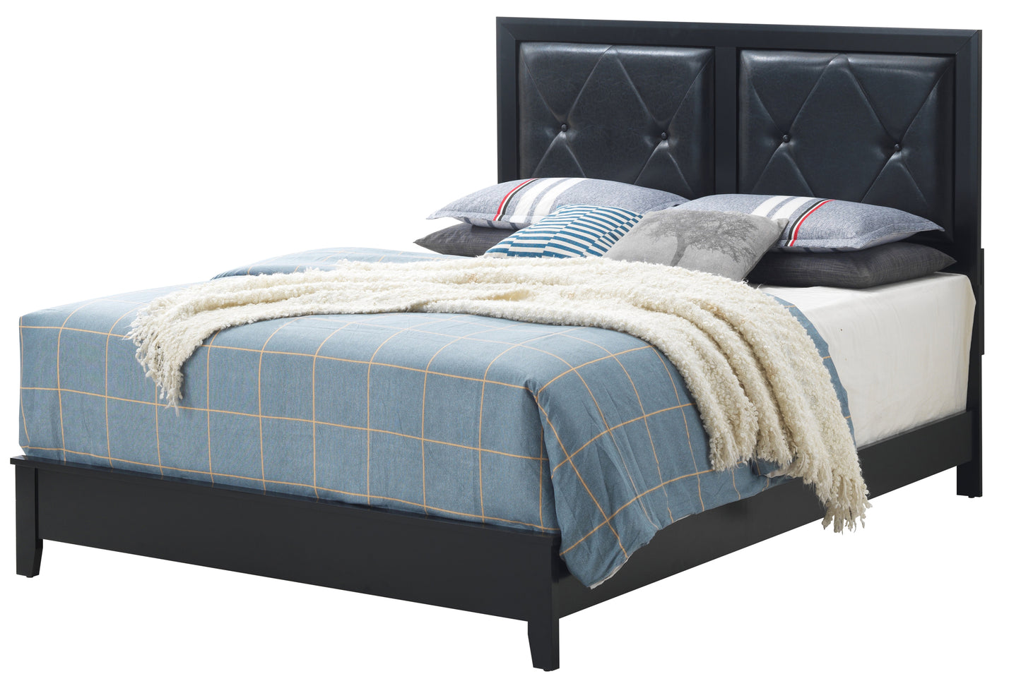 Elegant Transitional Black Full Bed Frame