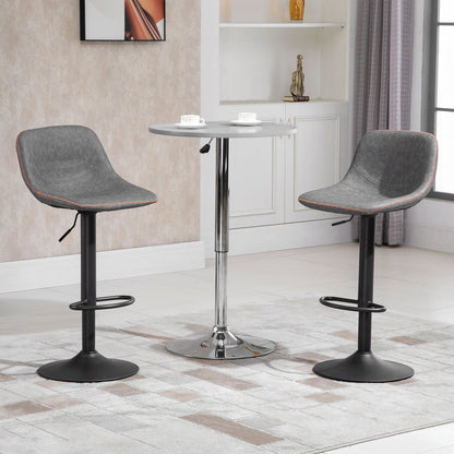 HOMCOM Adjustable Bar Stools, Swivel Bar Height Chairs Barstools Padded with Back for Kitchen, Counter, and Home Bar, Set of 2, Gray